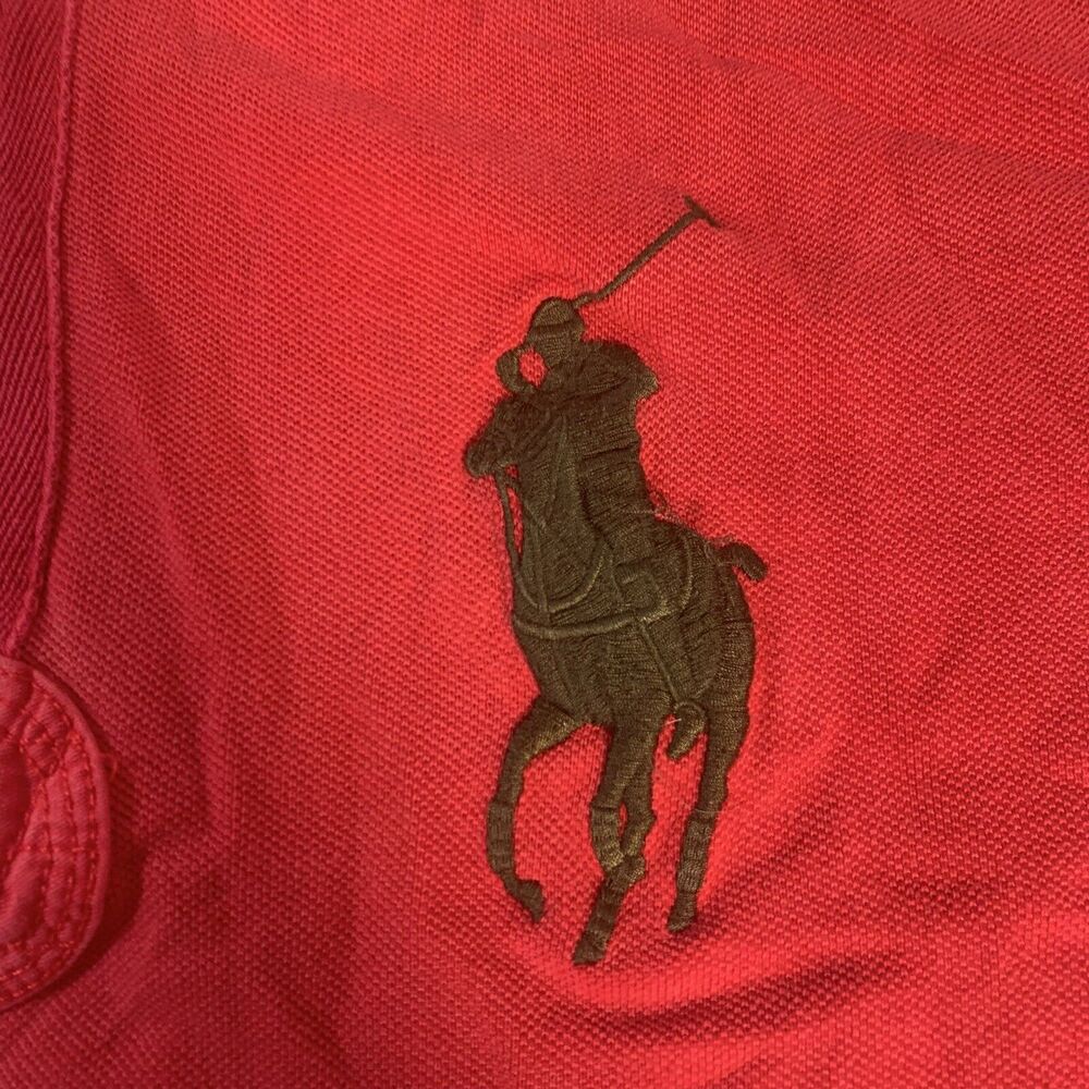 POLO by Ralph Lauren Big Pony Snap Button Rugby Polo Shirt‎ XLT Red Vented - Picture 2 of 4